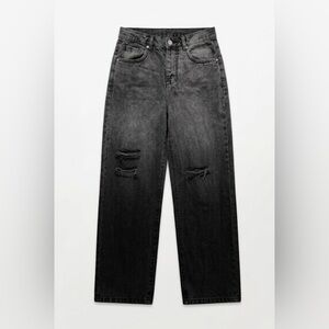 Black Baggy Rifted Women Jeans